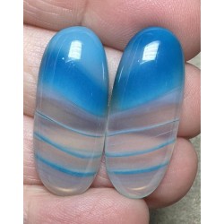 Oval 30x12mm Coloured Agate Cabochon Pair 02