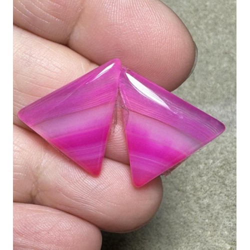 Triangle 19x18mm Coloured Agate Cabochon Pair 04
