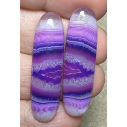 Oval 38x11mm Coloured Agate Cabochon Pair 10
