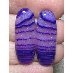 Oval 31x11mm Coloured Agate Cabochon Pair 11