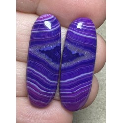 Oval 31x10mm Coloured Agate Cabochon Pair 14