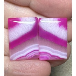 Rectangle 21x14mm Coloured Agate Cabochon Pair 16