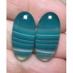 Oval 24x11mm Coloured Agate Cabochon Pair 17