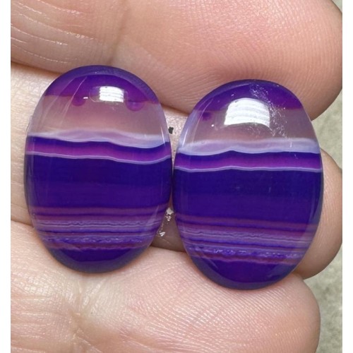 Oval 20x14mm Coloured Agate Cabochon Pair 18
