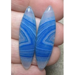 Marquise 40x10mm Coloured Agate Cabochon Pair 19