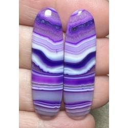 Oval 41x11mm Coloured Agate Cabochon Pair 22