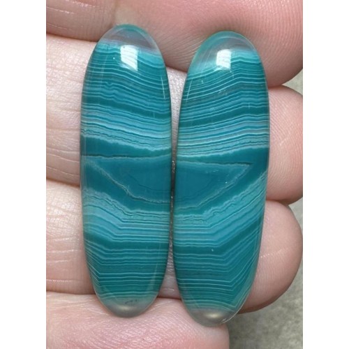 Oval 33x10mm Coloured Agate Cabochon Pair 24