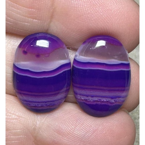 Oval 19x13mm Coloured Agate Cabochon Pair 25