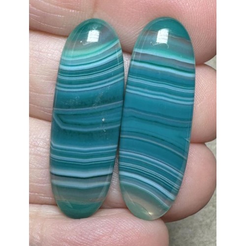 Oval 33x11mm Coloured Agate Cabochon Pair 28