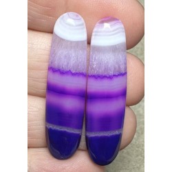 Oval 39x10mm Coloured Agate Cabochon Pair 30