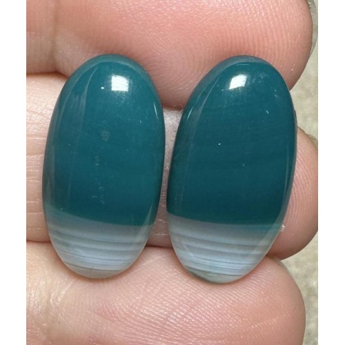 Oval 21x11mm Coloured Agate Cabochon Pair 33