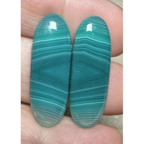 Oval 31x11mm Coloured Agate Cabochon Pair 44