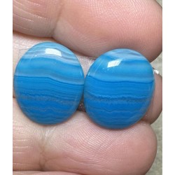 Oval 16x14mm Coloured Agate Cabochon Pair 45