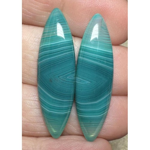 Marquise 37x11mm Coloured Agate Cabochon Pair 51
