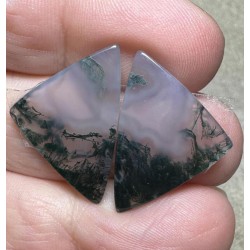 Triangle 24x16mm Green Moss Agate Cabochon Pair 01