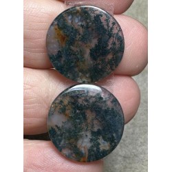 Round 18x18mm Green Moss Agate Cabochon Pair 21