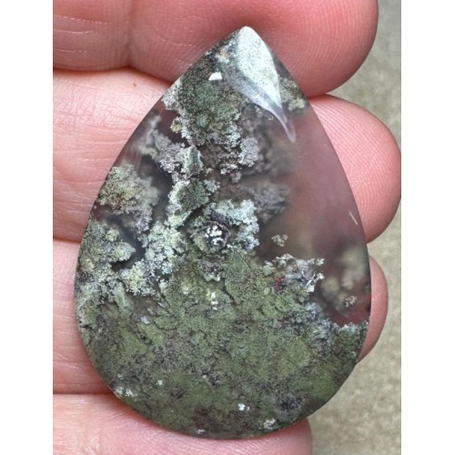 Teardrop 39x28mm Scenic Java Moss Agate Cabochon 01