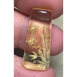 Freeform 29x13mm Carved Dragonfly Amber Cabochon 38