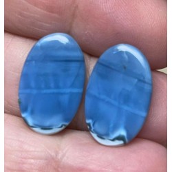 Oval 21x13mm Blue Opal Cabochon Pair 18