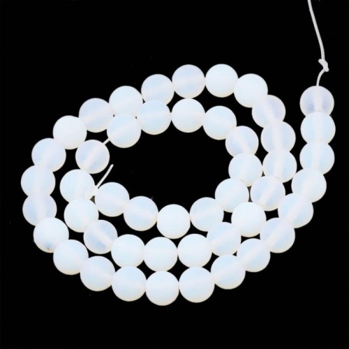 14 inch 4mm Round Frosted Opalite Bead String
