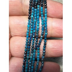 12 inch 2mm Round Faceted Chrysocolla Bead String