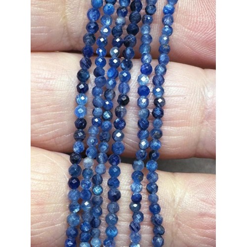12 inch 2mm Round Faceted Kyanite Bead String