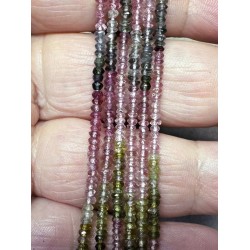 13 inch 2mm Round Faceted Mixed Tourmaline Bead String