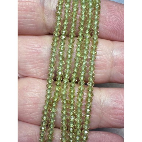 12 inch 2mm Round Faceted Peridot Bead String