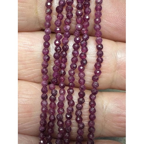 13 inch 2mm Round Faceted Ruby Bead String