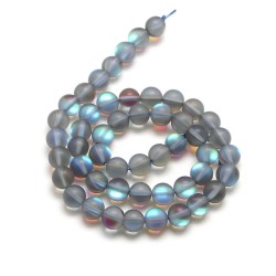 14 inch 6mm Round Blue Synthetic Moonstone Bead String
