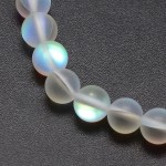 14 inch 10mm Round Frosted Synthetic Moonstone Bead String