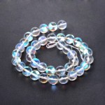 14 inch 8mm Round Clear Synthetic Moonstone Bead String