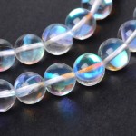 14 inch 6mm Round Clear Synthetic Moonstone Bead String