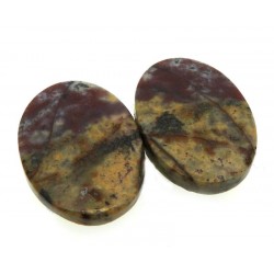 Oval 22x15mm Bloodstone Cabochon Pair 01