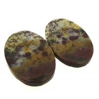 Oval 22x15mm Bloodstone Cabochon Pair 03