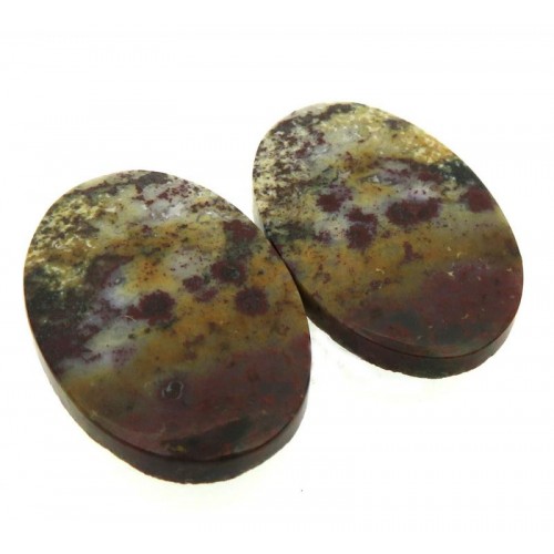 Oval 22x15mm Bloodstone Cabochon Pair 03