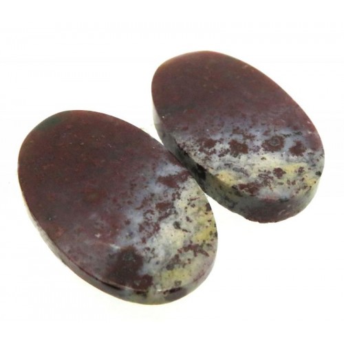 Oval 24x15mm Bloodstone Cabochon Pair 06