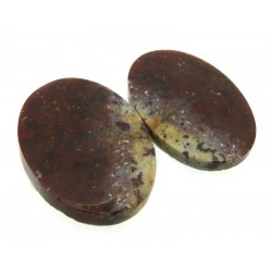 Oval 25x17mm Bloodstone Cabochon Pair 07