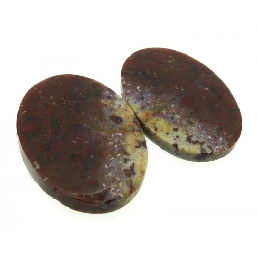 Oval 25x17mm Bloodstone Cabochon Pair 07