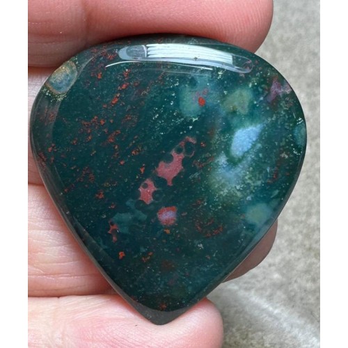 Teardrop 38x34mm Indian Bloodstone Cabochon 23