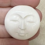 Single Round 30x30mm Carved Bone Face Cabochon