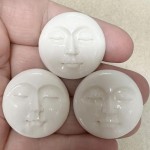 Single Round 30x30mm Carved Bone Face Cabochon