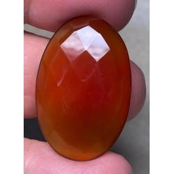 Oval 32x21mm Faceted Carnelian Cabochon 08