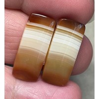 Rectangle 22x9mm Banded Carnelian Cabochon Pair 03