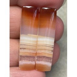 Rectangle 33x9mm Banded Carnelian Cabochon Pair 15