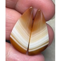 Freeform 28x11mm Banded Carnelian Cabochon Pair 22