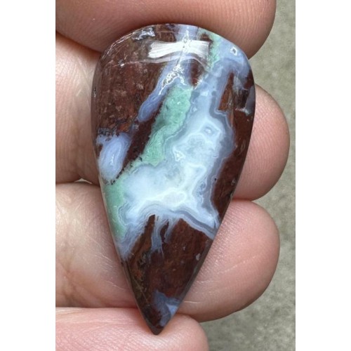 Teardrop 33x17mm Blue Green Chalcedony Cabochon 36