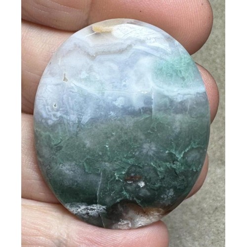 Oval 41x34mm Blue Green Chalcedony Cabochon 44