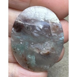 Oval 39x30mm Blue Green Chalcedony Cabochon 46