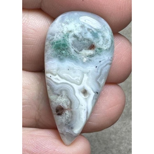 Teardrop 35x17mm Blue Green Chalcedony Cabochon 57